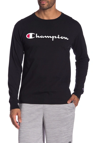 Shop Champion Logo Print Long Sleeve T-shirt In Black