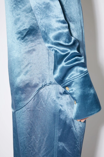 Shop Acne Studios Satin Shirt Dusty Blue