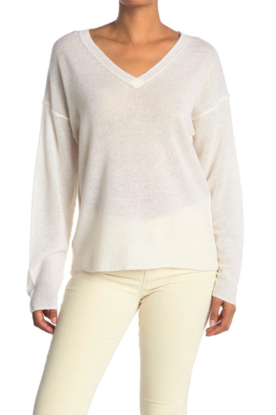 Shop 525 America Lightweight Cashmere V-neck Sweater In Wnt.white