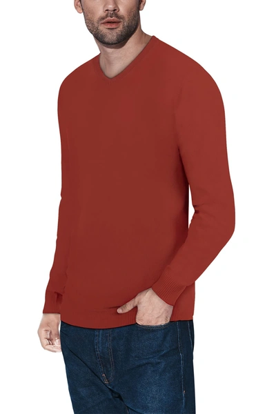 X-ray V-neck Rib Knit Sweater In Brick