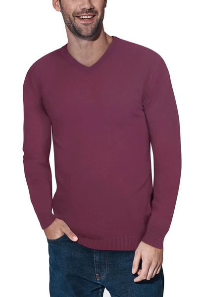Shop X-ray V-neck Rib Knit Sweater In Plum
