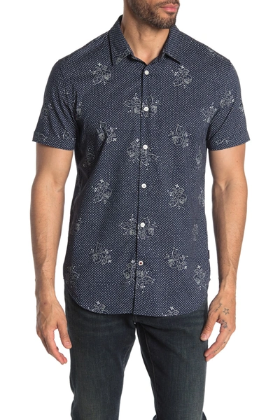 Shop John Varvatos Printed Regular Fit Shirt In Pacific Blue