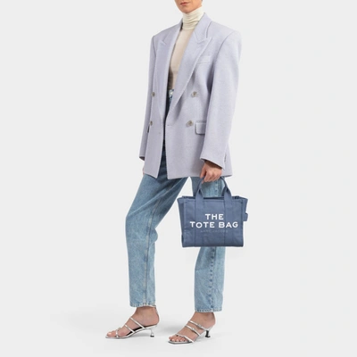 Shop Marc Jacobs (the) Mini Traveler Tote Aus Blauer Baumwolle In Blue