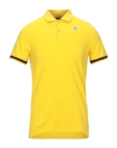 Shop K-way Man Polo Shirt Ocher Size S Cotton, Elastane In Yellow
