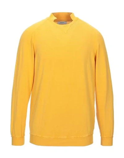 Shop Alpha Studio Man Sweater Ocher Size 44 Cotton In Yellow