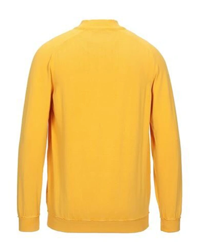 Shop Alpha Studio Man Sweater Ocher Size 44 Cotton In Yellow