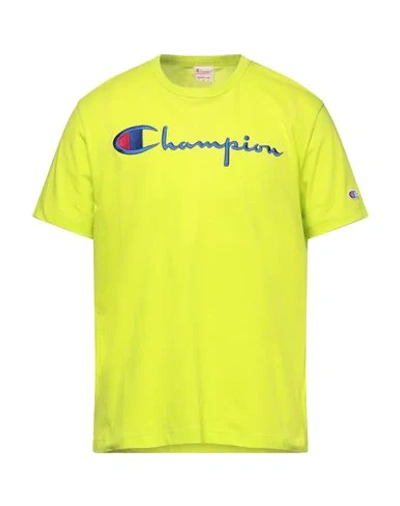 Shop Champion Man T-shirt Acid Green Size L Cotton, Polyester