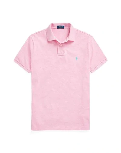 Shop Polo Ralph Lauren Slim Fit Mesh Polo Shirt Man Polo Shirt Pastel Pink Size L Cotton