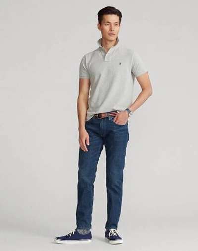 Shop Polo Ralph Lauren Custom Slim Fit Mesh Polo Man Polo Shirt Grey Size Xl Cotton