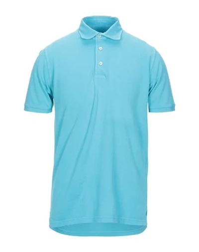 Shop Fedeli Polo Shirts In Azure