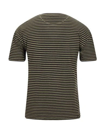 Shop Roberto Collina Man T-shirt Military Green Size 36 Linen, Cotton