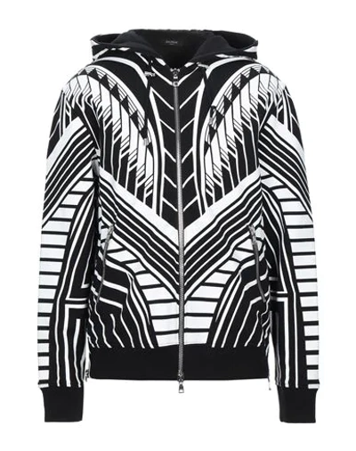 Shop Balmain Hooded Sweatshirt In Black