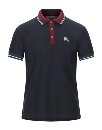 Shop Burberry Polo Shirts In Dark Blue