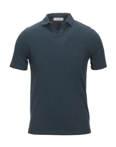 Shop Alpha Studio Man Polo Shirt Midnight Blue Size 38 Cotton