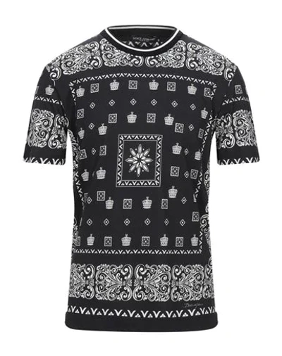 Shop Dolce & Gabbana Man T-shirt Black Size 40 Cotton, Elastane