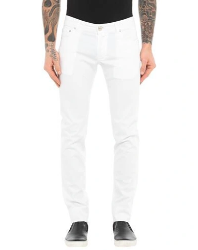 Shop Jacob Cohёn Man Pants White Size 30 Cotton, Elastane