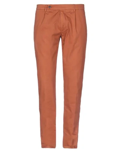 Shop Berwich Man Pants Rust Size 36 Cotton, Elastane In Red