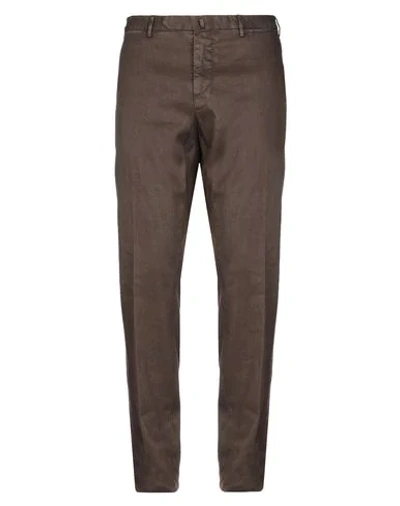 Shop Santaniello Man Pants Dark Brown Size 30 Flax, Cotton, Elastane