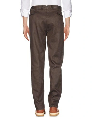 Shop Santaniello Man Pants Dark Brown Size 30 Flax, Cotton, Elastane