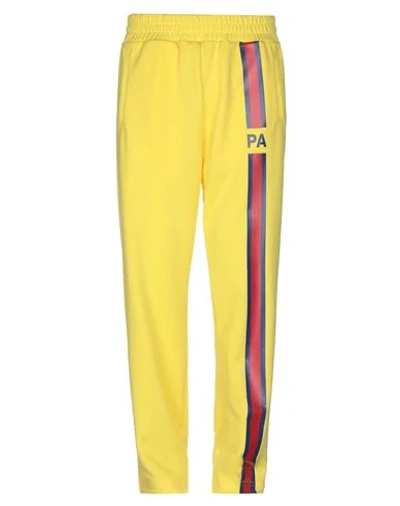 Shop Palm Angels Man Pants Yellow Size S Polyester