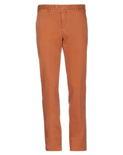 Shop Fedeli Man Pants Rust Size 30 Cotton, Cashmere, Elastane In Red