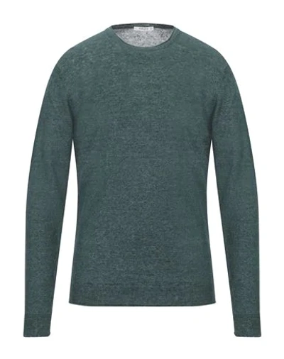 Shop Kangra Cashmere Kangra Man Sweater Dark Green Size 44 Linen