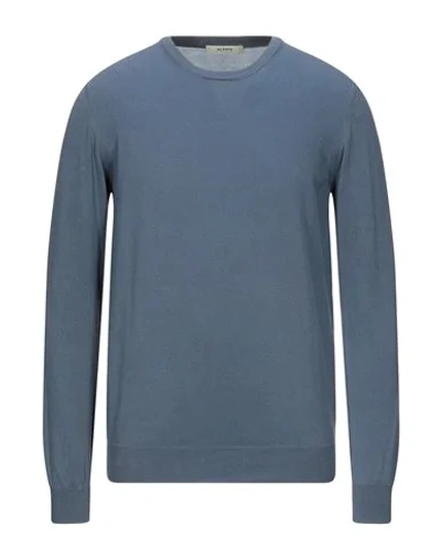 Shop Alpha Studio Man Sweater Blue Size 40 Cotton
