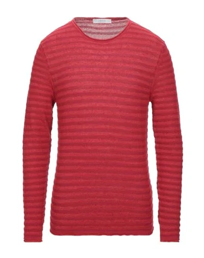 Shop Vneck Man Sweater Red Size 44 Linen, Cotton