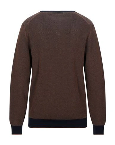 Shop Vneck Man Sweater Camel Size 46 Cotton In Beige