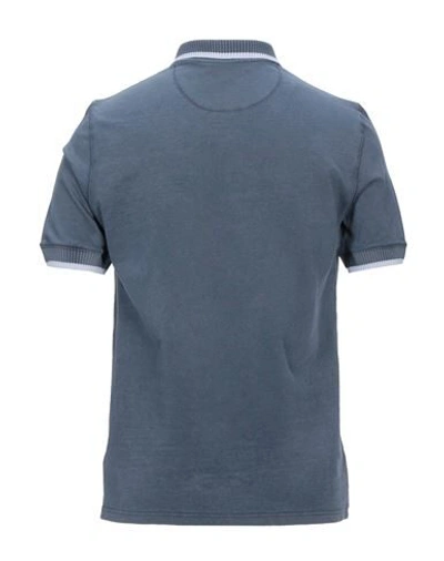 Shop Alpha Studio Man Polo Shirt Slate Blue Size 38 Cotton