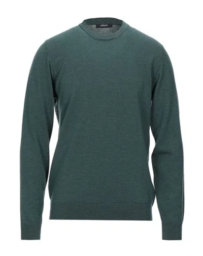 Shop Alpha Studio Sweaters In Dark Green