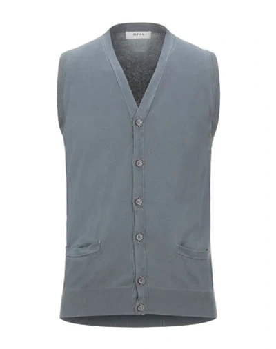 Shop Alpha Studio Man Cardigan Grey Size 44 Cotton