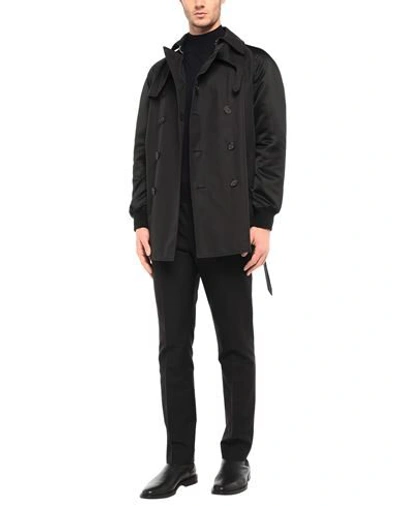 Shop Alexander Mcqueen Man Overcoat & Trench Coat Black Size 40 Cotton, Virgin Wool, Silk, Polyamide, Ela