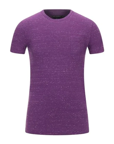 Shop French Connection Man T-shirt Mauve Size Xs Cotton, Polyester In Purple