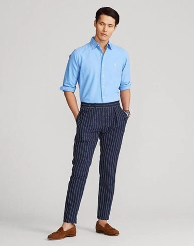 Shop Polo Ralph Lauren Slim Fit Oxford Shirt Man Shirt Azure Size S Cotton In Blue