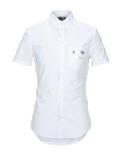 Shop Moschino Man Shirt White Size 15 Cotton, Elastane