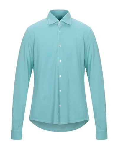 Shop Fedeli Shirts In Turquoise