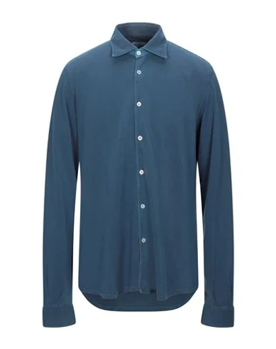 Shop Fedeli Shirts In Slate Blue