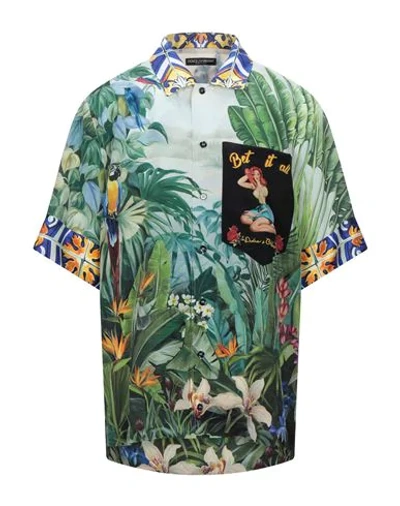 Shop Dolce & Gabbana Man Shirt Green Size 15 Silk