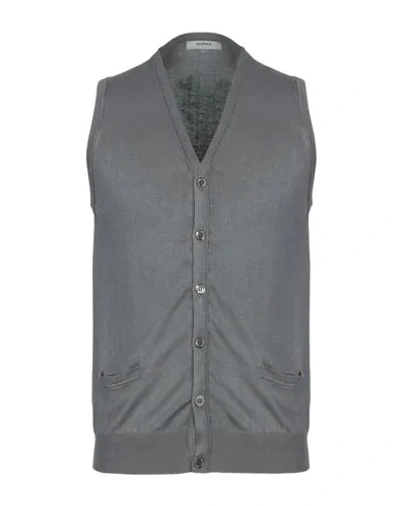 Shop Alpha Studio Man Cardigan Lead Size 38 Cotton In Grey