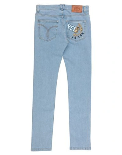 Shop Versace Man Jeans Blue Size 33 Cotton, Elastomultiester, Elastane, Synthetic Fibers, Calfskin