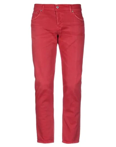 Shop Dondup Man Jeans Red Size 32 Cotton, Elastane