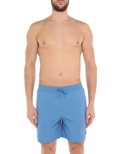 Shop Lyle & Scott Man Swim Trunks Pastel Blue Size L Nylon