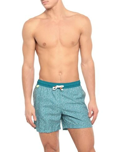 Shop Gili's Man Swim Trunks Deep Jade Size Xxl Recycled Polyester, Polyester In Green