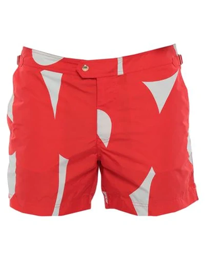 Shop Tom Ford Swim Trunks In Red