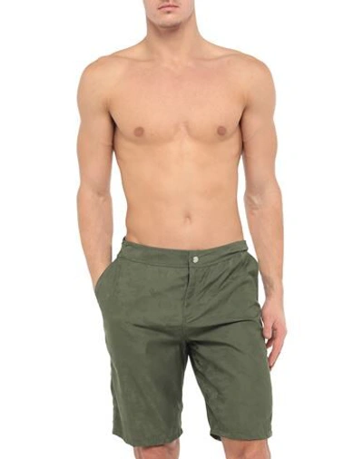 Shop Balmain Beach Shorts And Pants In Military Green