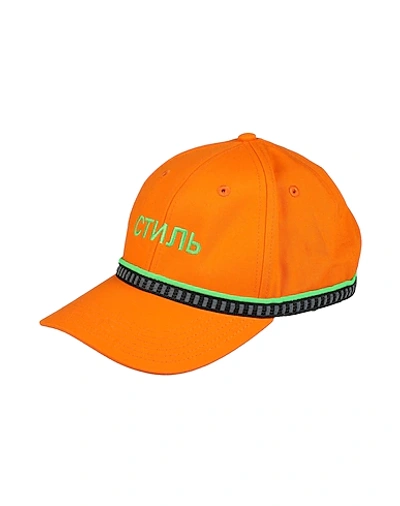 Shop Heron Preston Hats In Orange