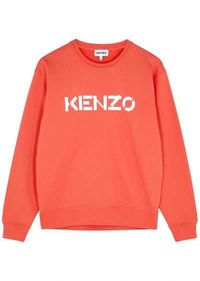 Shop Kenzo Coral Logo-print Cotton Sweatshirt In Peach