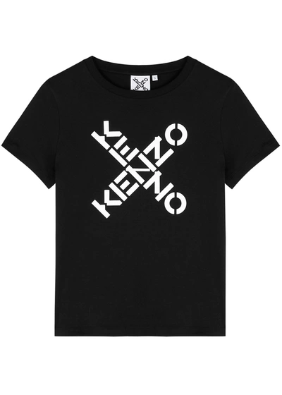 Shop Kenzo Black Logo-print Cotton T-shirt
