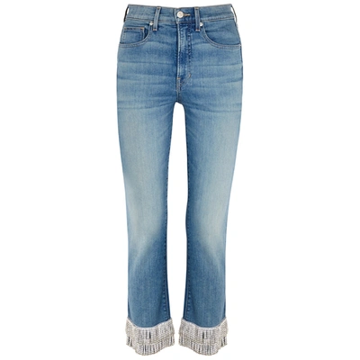 Shop Veronica Beard Ryleigh Embellished Straight-leg Jeans In Denim